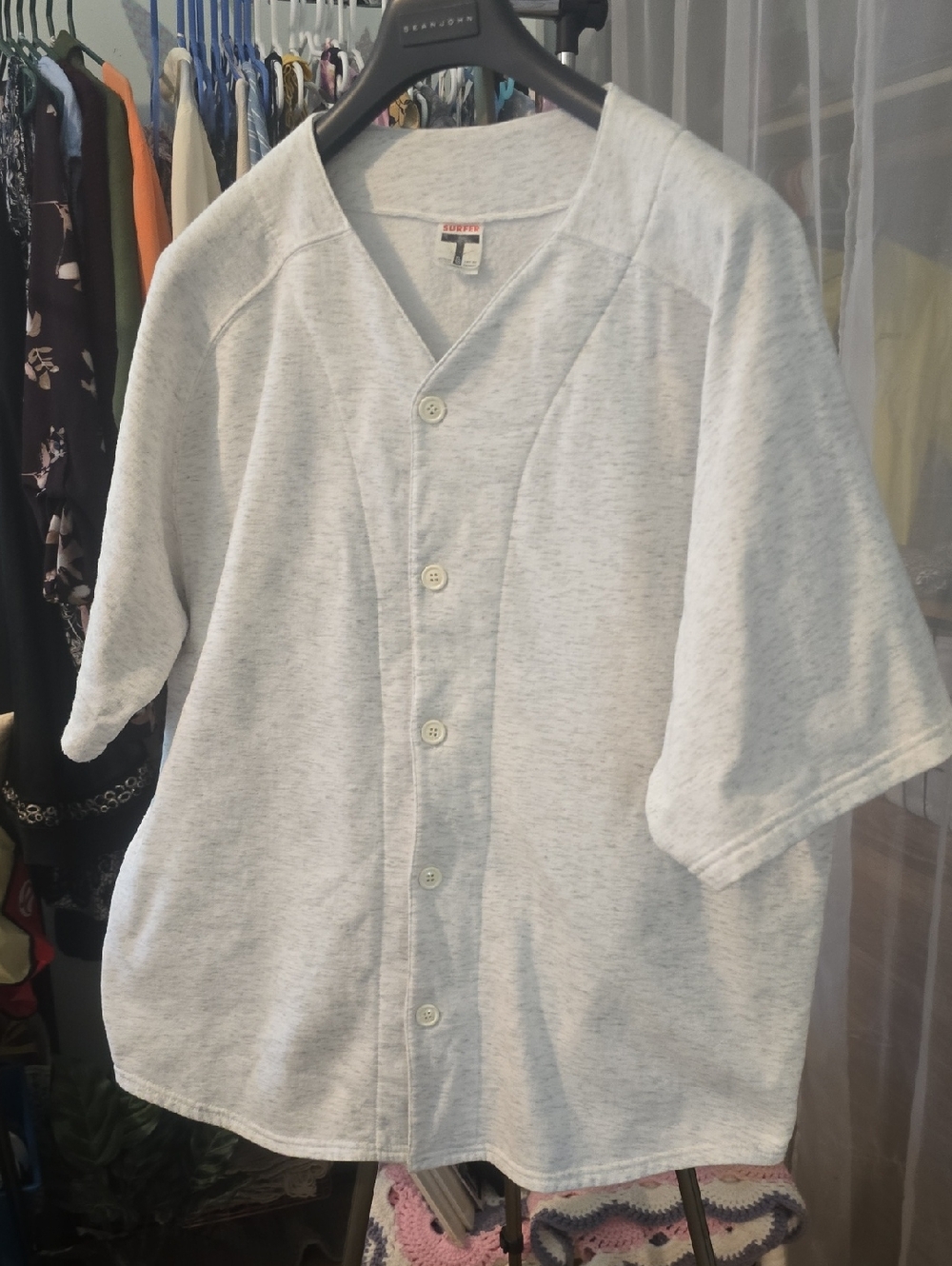 Light Gray Button-Front Top